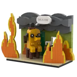 299PC MOC This is Fine Dog Building Block Kit Cartoon Fire Meme Vignette Hound Dog Animal Brick Model Toy For Children Gifts