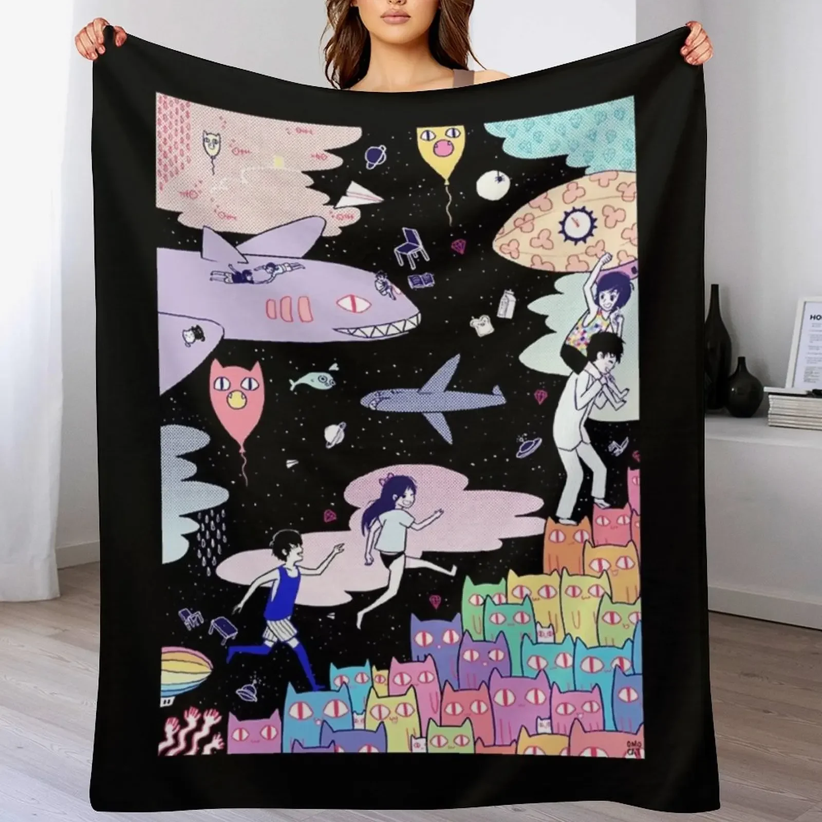 

omori Tshirt - omori fanart game sticker sticker poster Throw Blanket Sofas Furry Hairys Bed linens Blankets