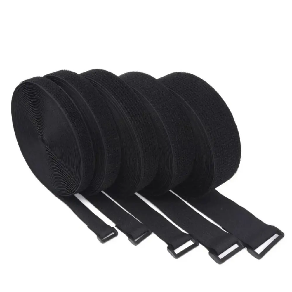 Nylon Material Hook Loop Straps Reusable Free Cut Length Adjustable Fastening Straps With Buckles Adjustable Cord Straps