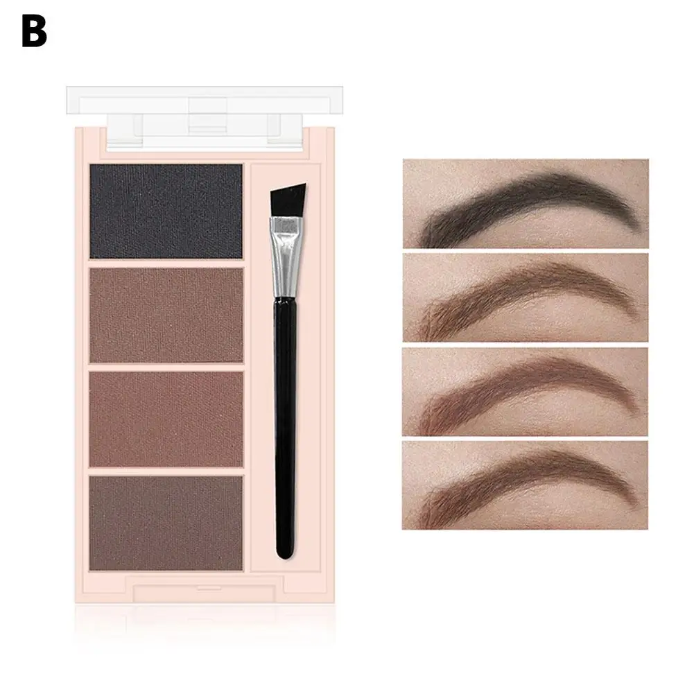 Eyeshadow Cake Makeup 4 Color Waterproof Eyebrow Powder + Palette Eyebrow Eye Professional Shadow Brow Eye Brush Enhancer M4U1