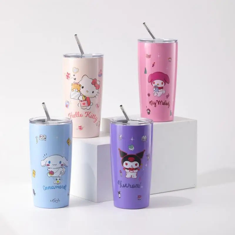 

Sanrio Hello Kitty My Melody Kuromi Чашка для холодных напитков Вакуумная чашка Лидер продаж Новый продукт Мультфильм Kawaii Симпатичная большая емкость