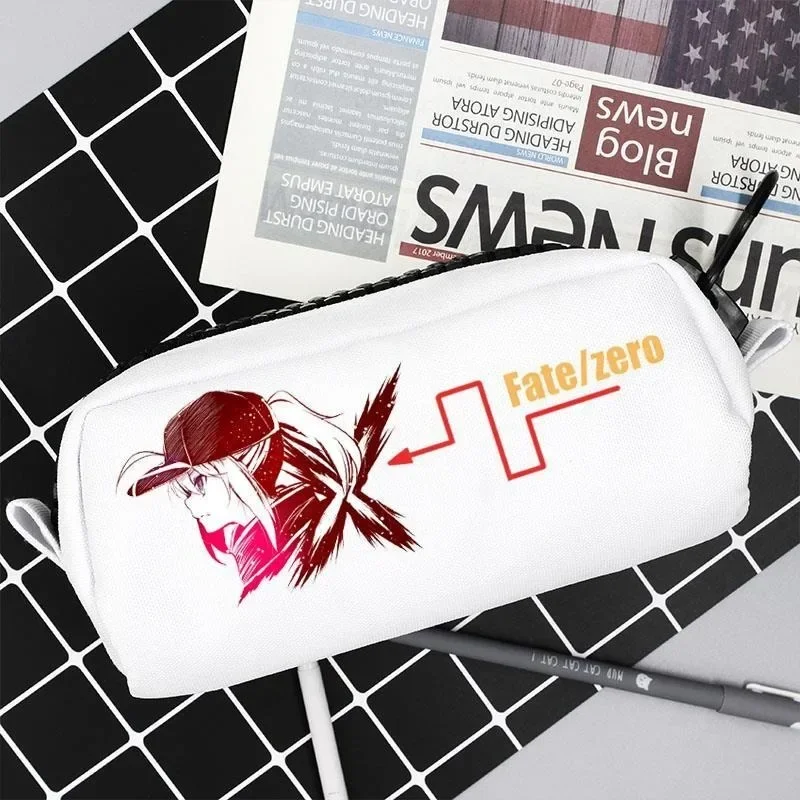 سحاب كبير، أسود أبيض 21 × 5.3 × 10 سم، مصير، حقيبة أقلام مقلمة أنيمي، مقلمة للطلاب والأطفال والمراهقين، مستلزمات مدرسية للبنات والأولاد