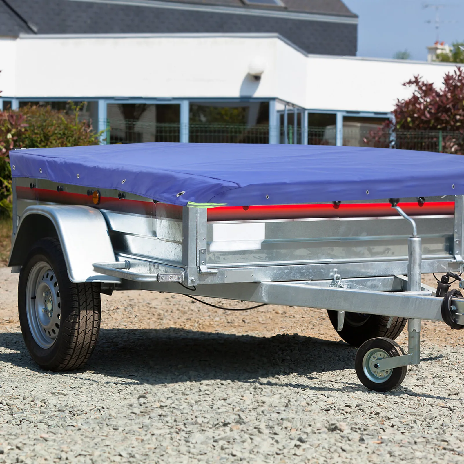 

Waterproof Trailer Cover 420D Oxford Cloth Tarpaulin Full Coverage Protection for Utility Camper Cargo Dump Lawn Tractor Wagon