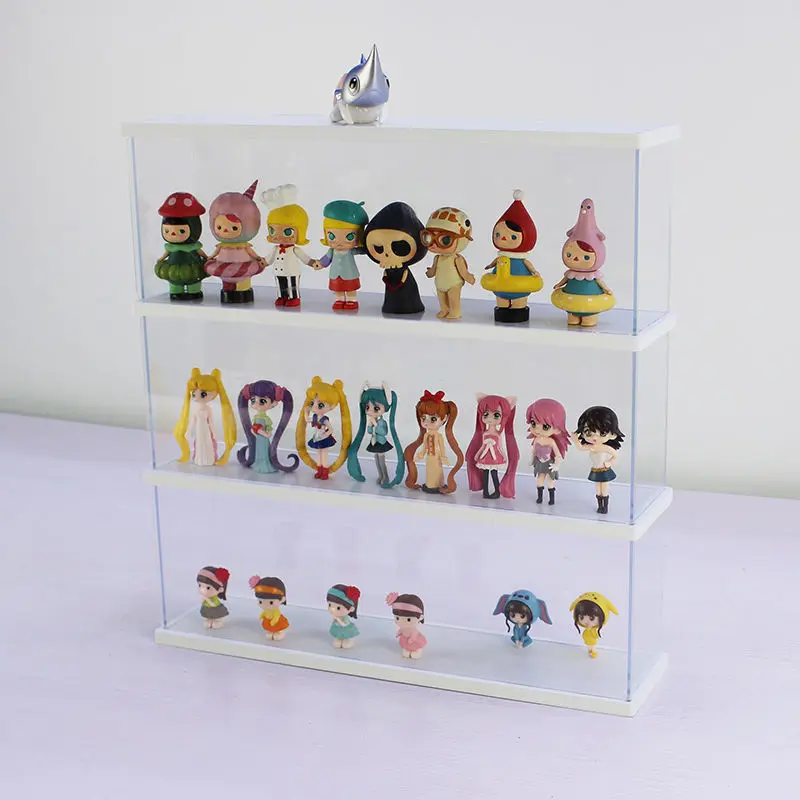 Clear Acrylic Display Case Blind Doll Display Box Multi-layer Door for Collectibles Action Figures with Door Dustproof Storage