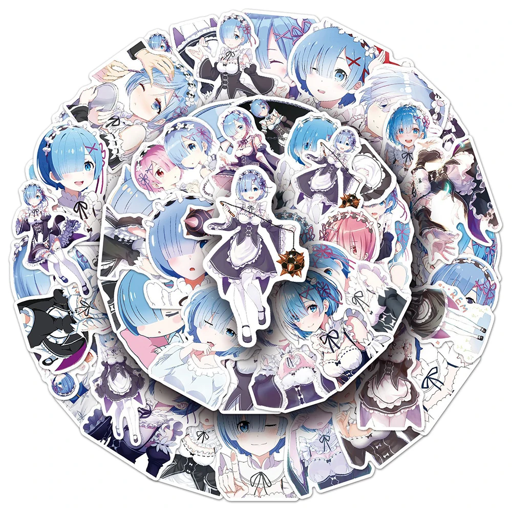 10/30/50pcs Rem Anime Re:Life in a Different World From Zero Stickers Cute Cartoon Character Decals Guitar Laptop Phone Sticker