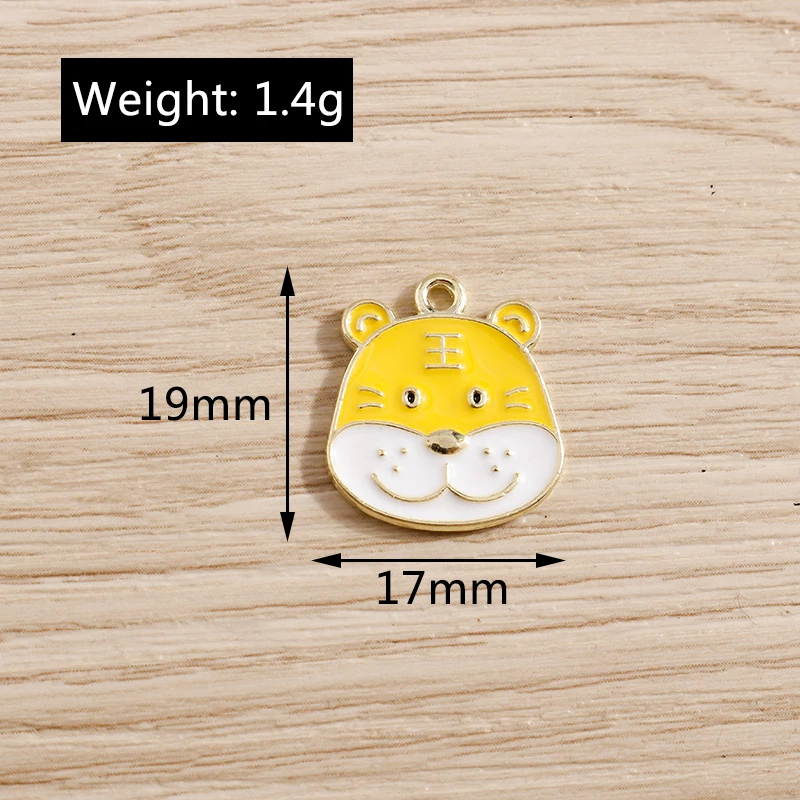 10pcs 17x19mm Cute Animal Charms Enamel Tiger Charms Pendants for Jewelry Making Earrings Necklace Bracelets DIY Crafts Supplies