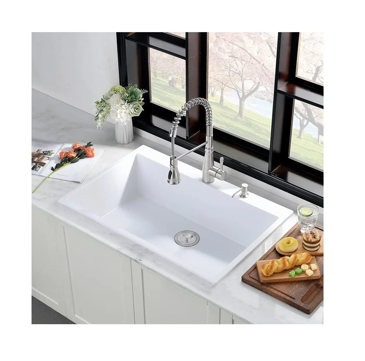 

3322 Composite Quartz Kitchen Sink 33 Inch Topmount Single Basin Granite Composite Kitchen Sink