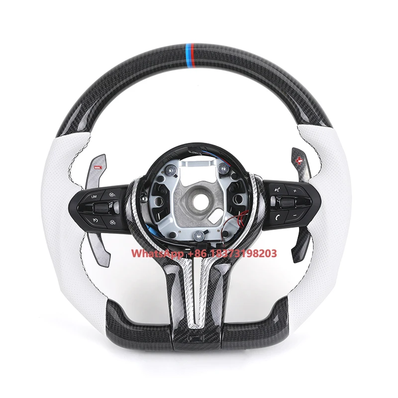 

M Sport White Leather Forged Carbon Fiber Steering Wheel for BMW F10 F11 F30 F34 F36 F80 M3 F82 M4 F90 M5 E90 X5 E70 X6 E71 E60