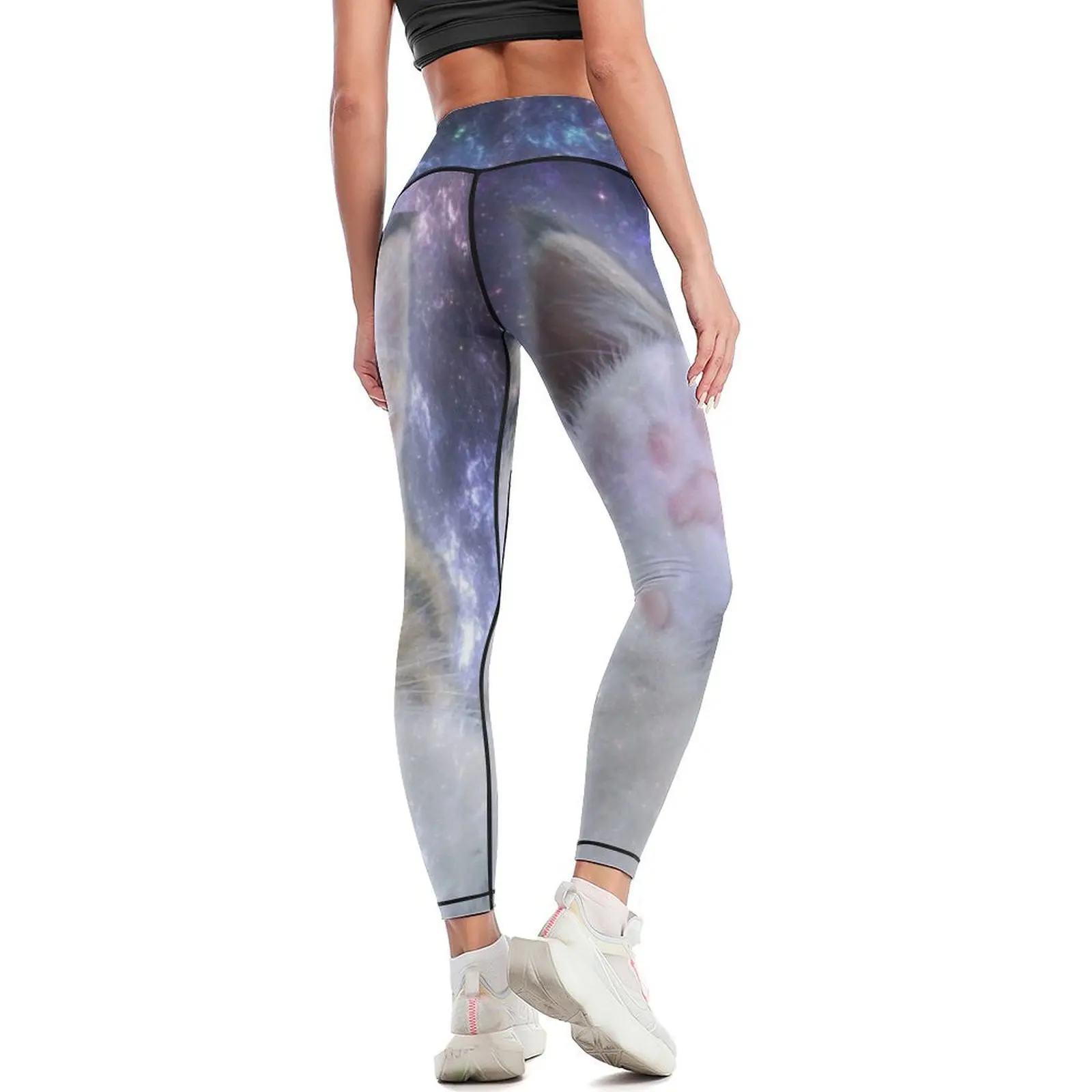 Gatos Femininos-Leggings Galáxia, Moletom Esportivo, Camisas De Ginástica