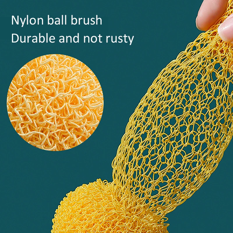 New Kitchen Refillable Detachable Nylon Wire Ball Cleaning Brushes Dish Washing Tools For Pans Cups Bowl Scrubber Accessories