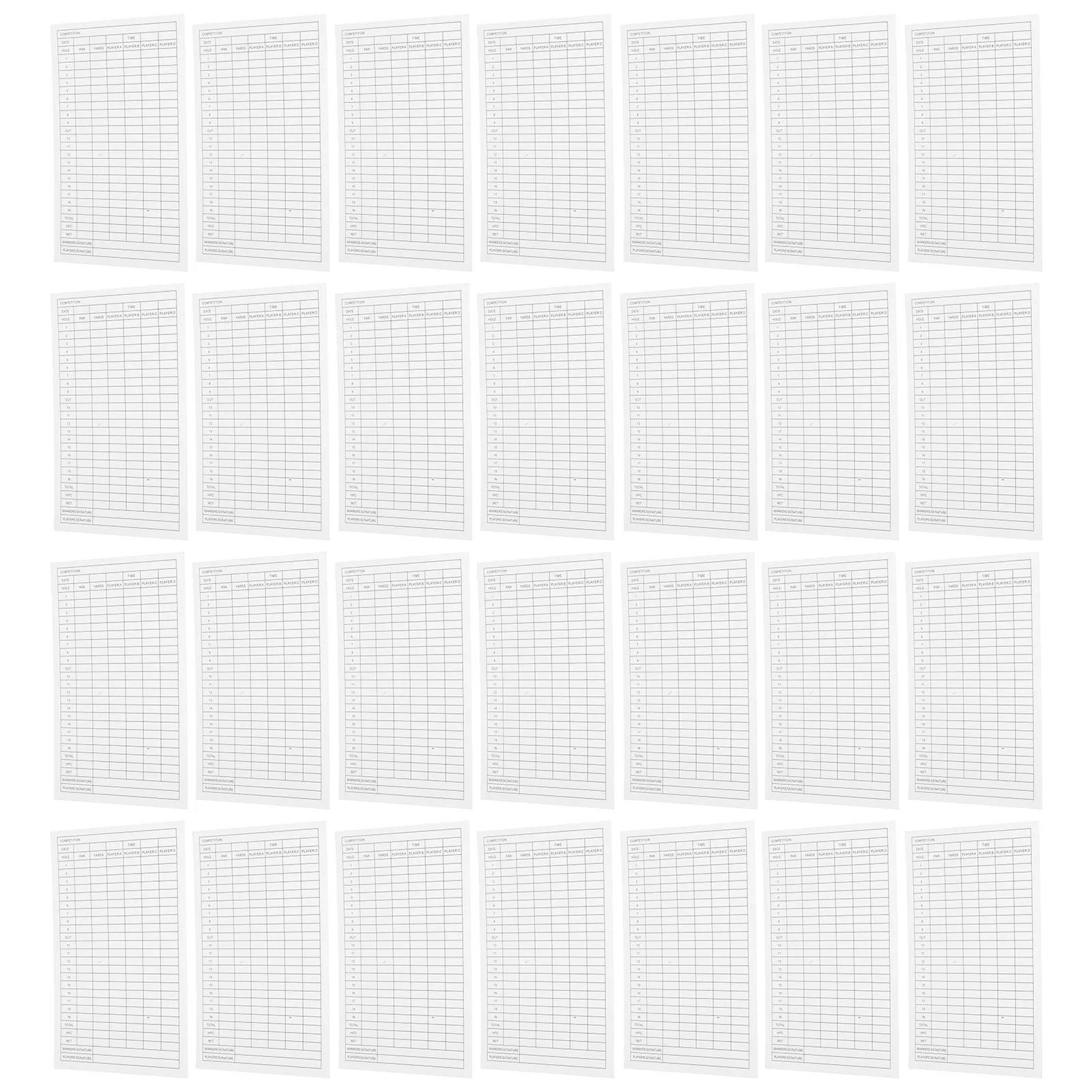 

30Pcs Golf Scorecards Coated Paper Portable Lightweight Score Recording Sheets Golfs Supplies Golfs Score Cards