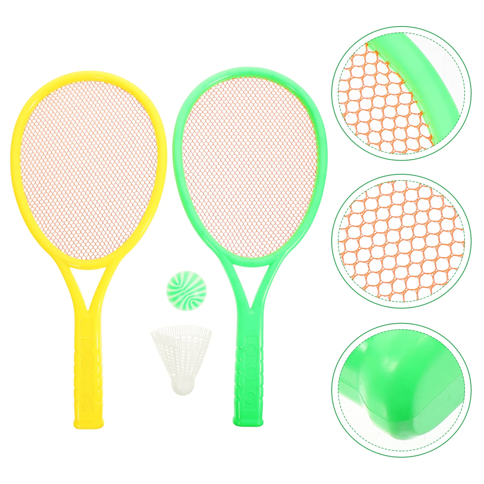 1 Set/4pcs Plastic Tennis Racket Set Outdoor Sports Tennis Racquet Set Parent-Child Educational Badminton Tennis Racket Set (Lar