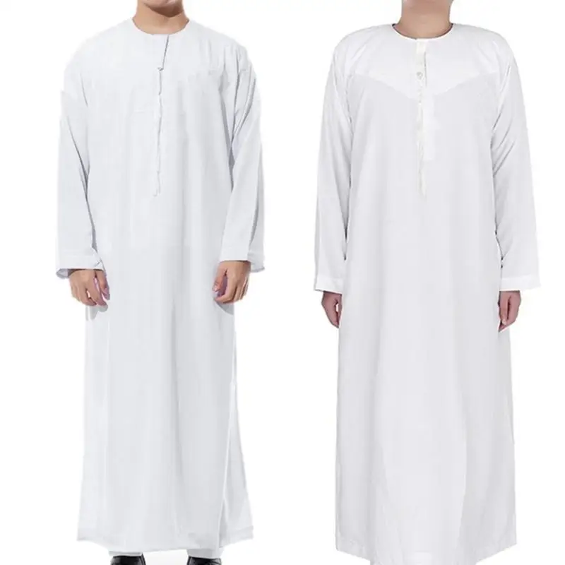 652f Man musulmani tondo thobe arabo thobe saudita jubba maniche lunghe kaftan