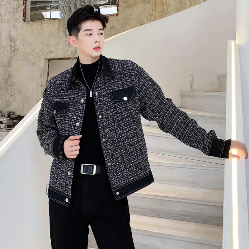 LUZHEN Pockets Decorate Fashion Jacket Men's Checked Design 2024 Autumn Trendy Elegant New Original High Quality Coat LZ7325