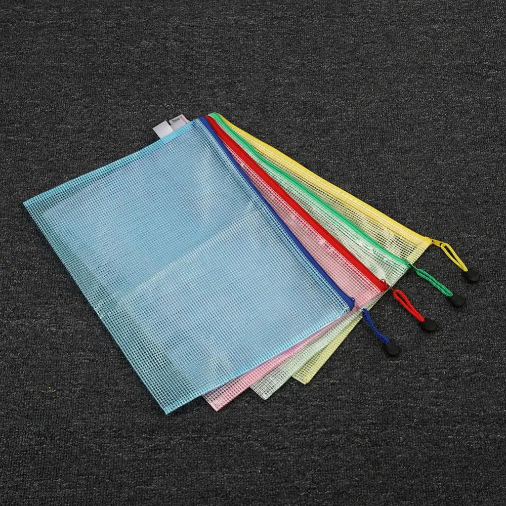 

Plastic Zipper Bag File Storage Document Protective Folder School Stationery Mesh Zipper Pouch Document Bag Waterproof Zip File