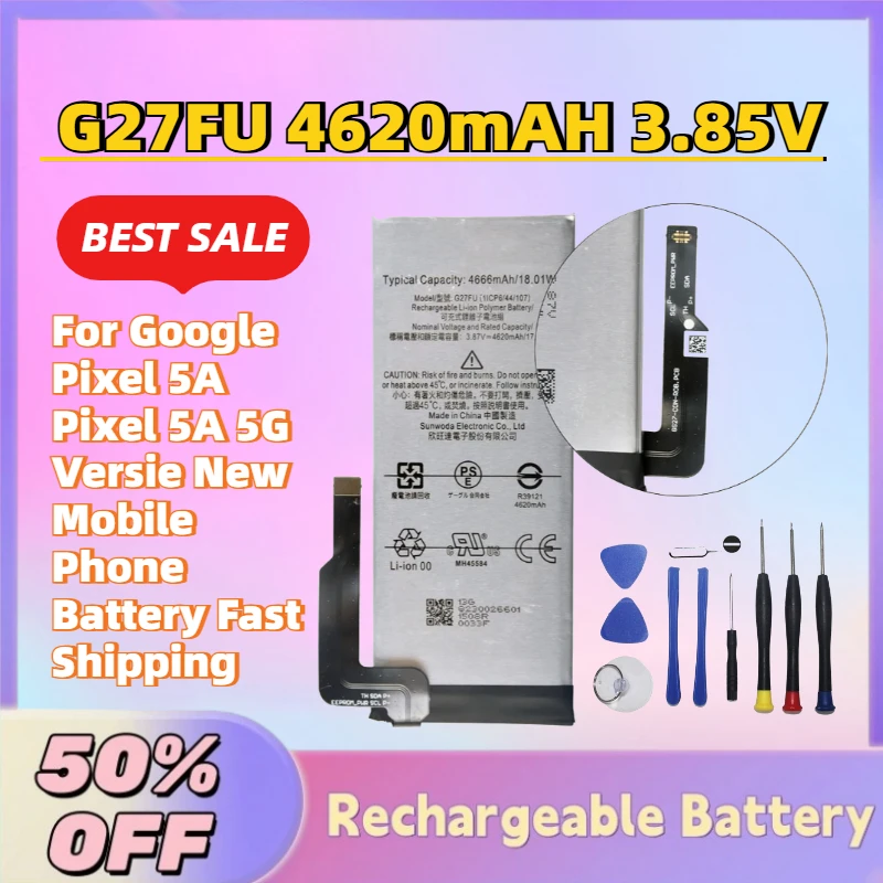 

Upgrade G27FU 4620mAH 3.85V Replacement Battery For Google Pixel 5A Pixel 5A 5G Versie New Mobile Phone Battery Fast Shipping
