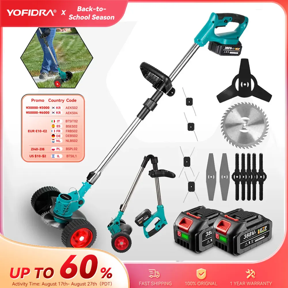 YOFIDRA Rasaerba Elettrico Cordless Giardino Tagliaerba Trimmer 100-135 centimetri di Lunghezza Taglierina Strumento di Potere Per Makita 18V Batteria Spille
