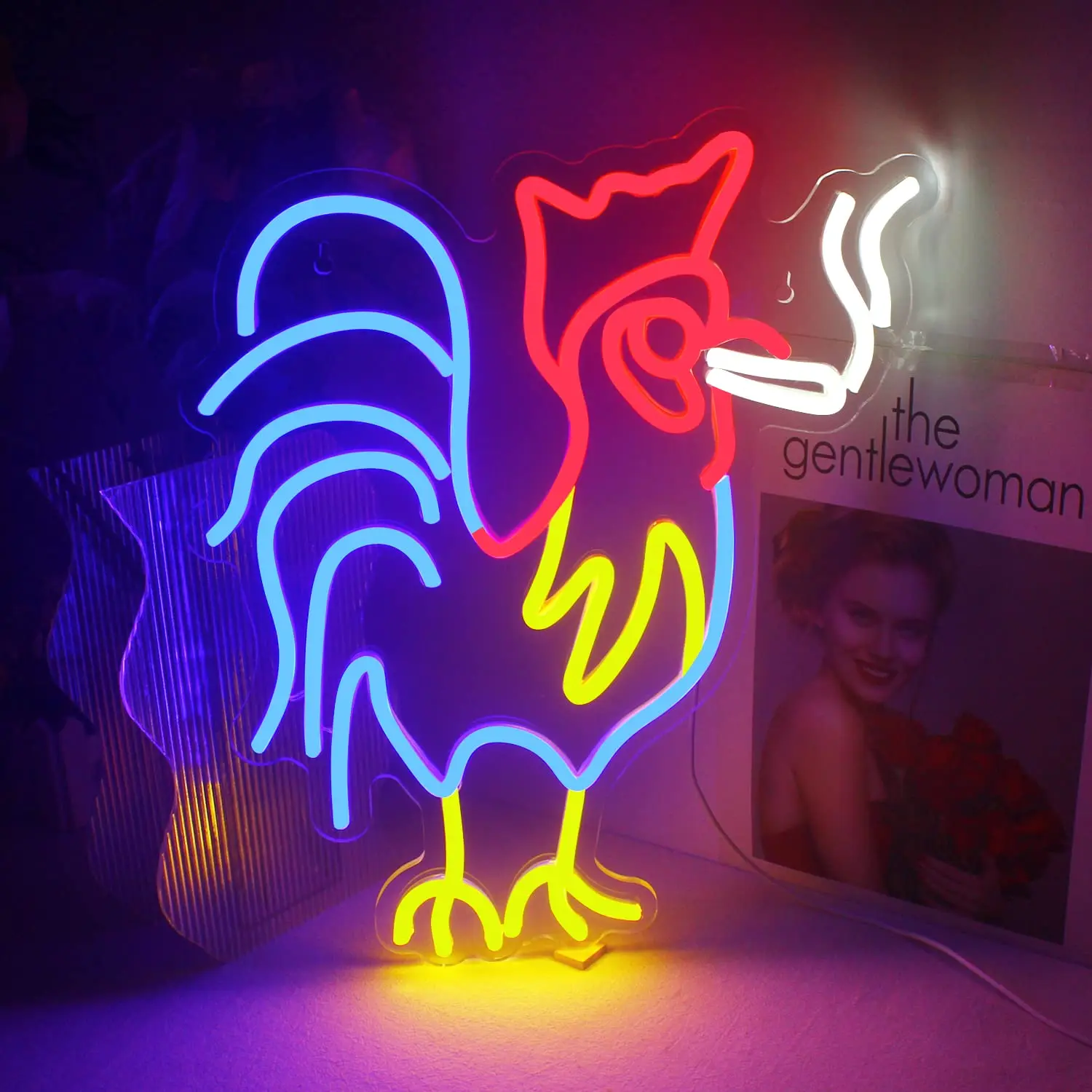 Rooster Chicken Neon Sign LED Neon Lightsfor Wall Decor Animal Preppy Lights Room Decor Birthday Party Gift Decoration Aesthetic