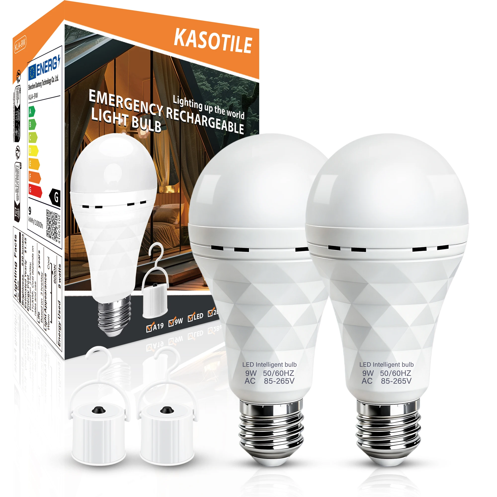 

Портативная перезаряжаемая светодиодная лампа 9 Вт E26 для рыбалки, кемпинга, палаток, улицы, дома, освещения при отключении электричества, 2 шт.