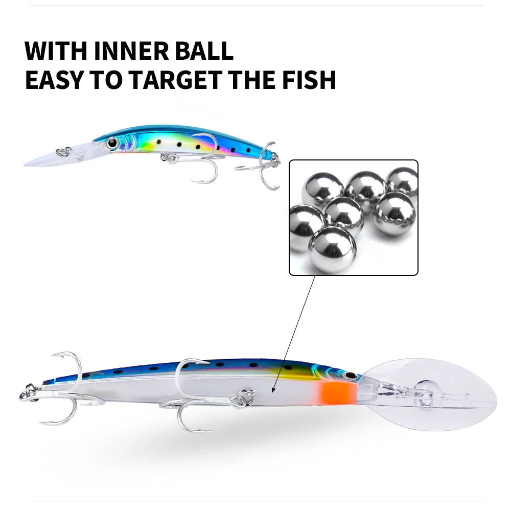 1Pcs Wobbler Angeln Locken 17cm 27g Minnow Köder Tieftauchen Künstliche Harten Köder Trolling Boot Meer Angeln bass Hecht Köder – Detail 5