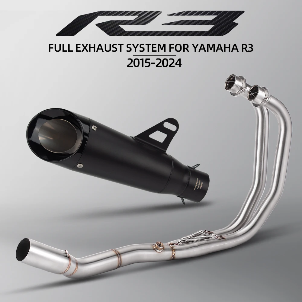 

Motorcycle Exhaust Escape Moto Full System Front Link Pipe With Two Layer Muffler For Yamaha YZF R3 R25 MT03 2015-2025