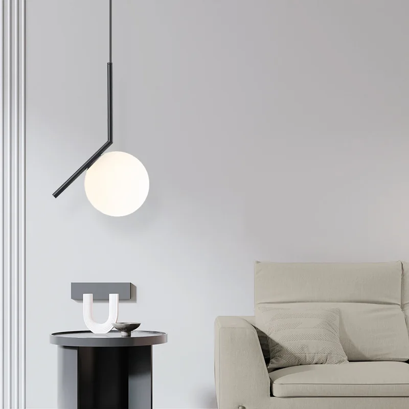 

Italian minimalist bedside small chandelier black living room dining room designer Nordic simple single chandelier
