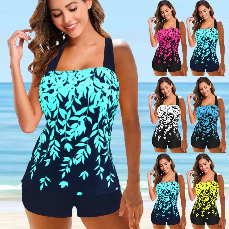 Women Beachwear Swim Tankini Monokini Swimwear Bathing Suit Two Pieces Bikini Set Swimsuits Womens Tankinis Swimdress S-6XL