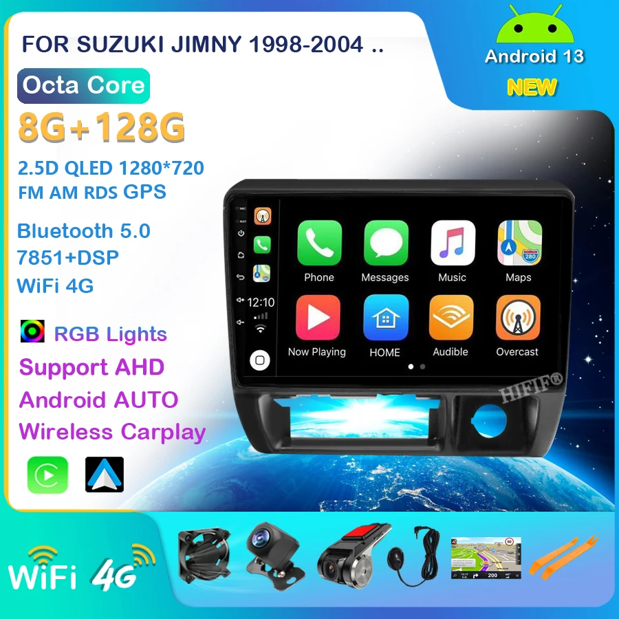 Car Radio for SUZUKI JIMNY 1998-2004 Android 13 4G WIFI Android Auto Carplay GPS Navigation No DVD Player 2 Din