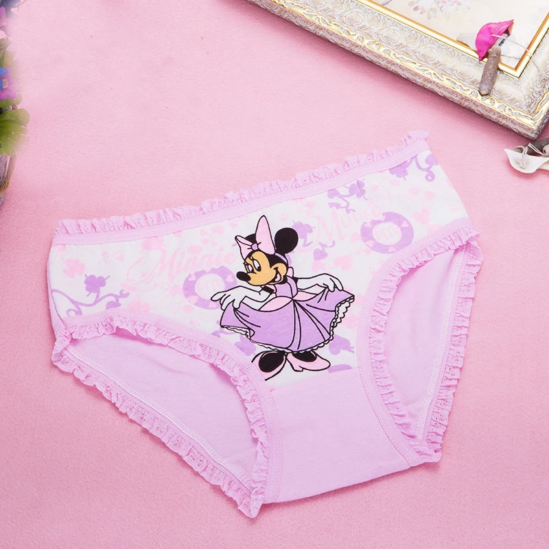 Crianças Minnie Cartoon Triângulo Roupa Interior, Cueca Feminina, Calcinha Infantil, Calcinha Breve, Cor Aleatória, Novo, 2pcs por Saco