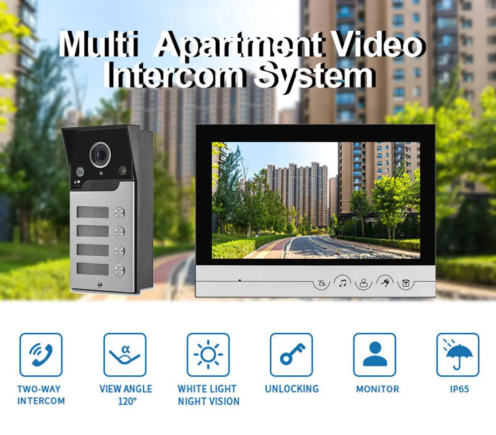 9 inch Monitors 2/3/4 Apartment/Family Video Door Phone Intercom System Wide angle Doorbell Waterproof Camera Access Control