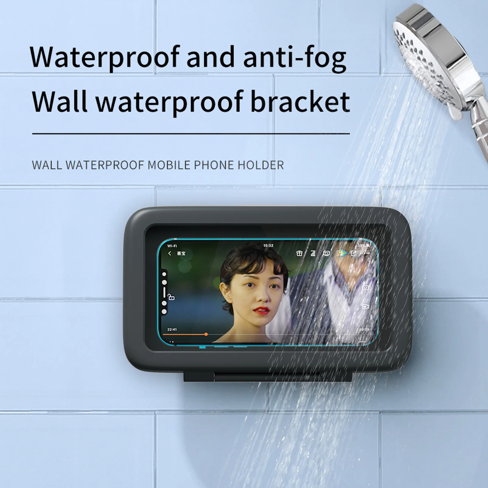 Bath Phone Holder Case Waterproof Shower Cell Phone Mount Box Wall Mounted All Covered Touch Screen Mobile Phone Shelves