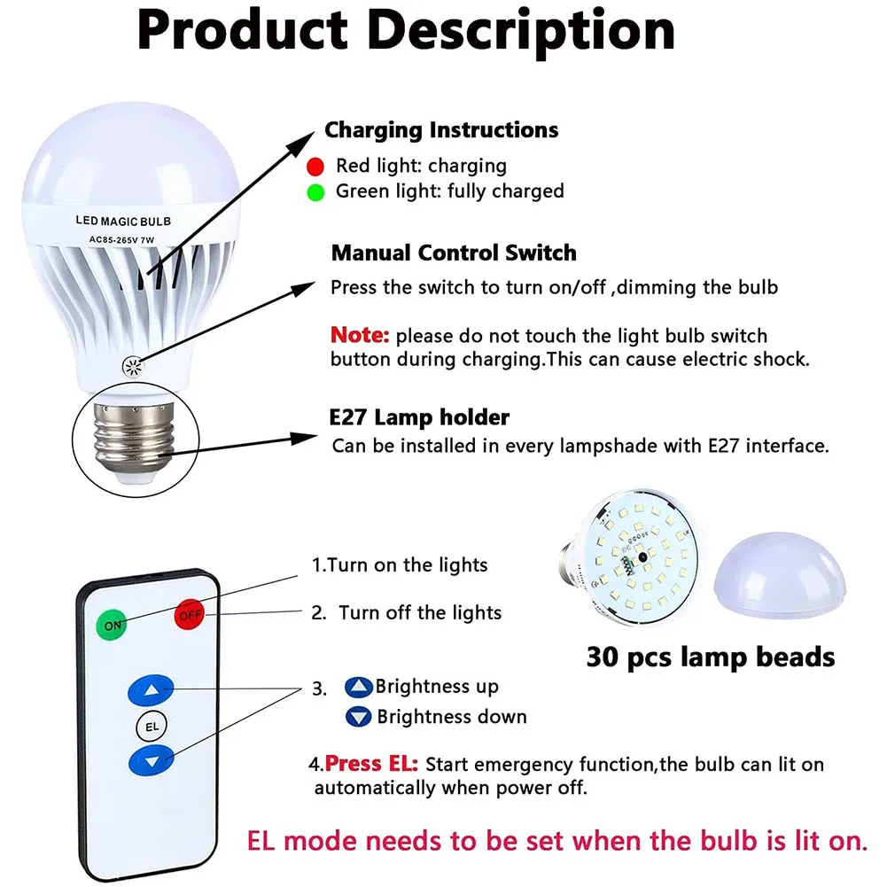 NEW Outdoor Camping LED Rechargeable Bulb Emergency Home Lamp Lantern Portable Camping Light for BBQ Patio Porch Garden