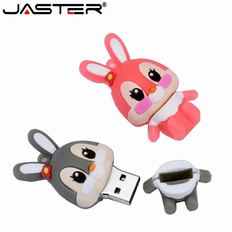 Schöne Kaninchen USB-Flash-Laufwerk 64GB Cartoon rosa Memory Stick 32GB kreative Geschenk Pen Drive 16GB kostenlose Schlüssel anhänger externen Speicher