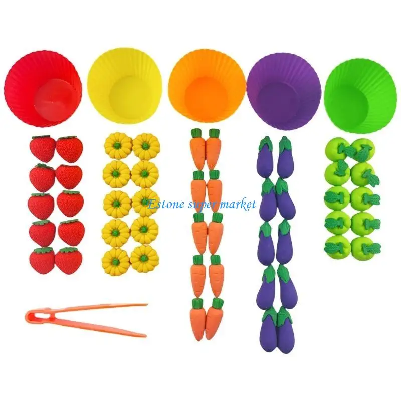 

090B Safe and Sturdy ABS Materials Educational Toy Set for Toddler to Learn About Fruits and Vegetables Through Play