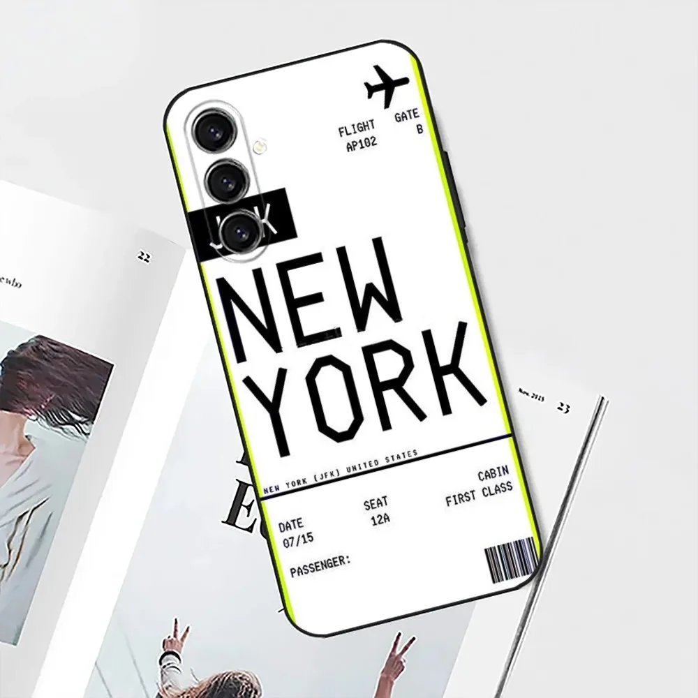 Air Ticket New York London Paris Label   Phone Case For Samsung Galaxy A13,21s,22,31,32,52,53,71,80,91 Black Soft Cover image 5