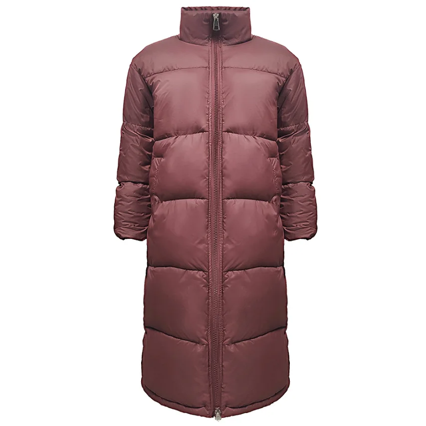 Winter Women's Long Cotton-Padded Jacket 2025 Outdoor Fashionable Zipper Solid Color Warm Coat for Ladies