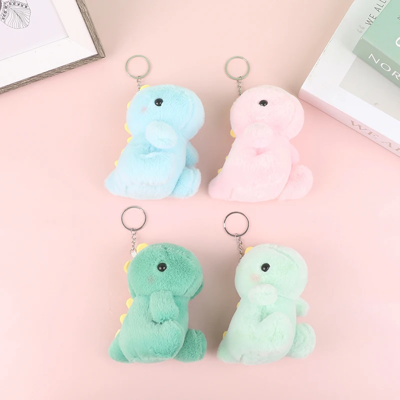 Simpatico dinosauro peluche ciondolo animale cartone animato bambola di pezza morbida portachiavi zaino borsa per auto portachiavi decorazione regalo per bambini