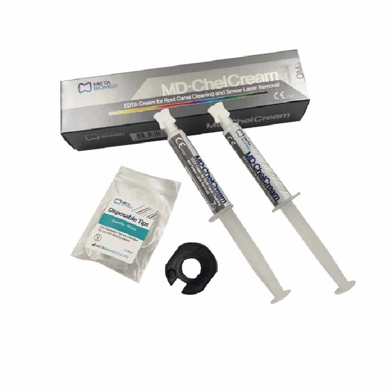 

Meta Biomed MD-ChelCream 19% EDTA Cream Root Canal Cleaning and Smear Layer Removal 7g*2 with Tips Root Canal Preparation Cream