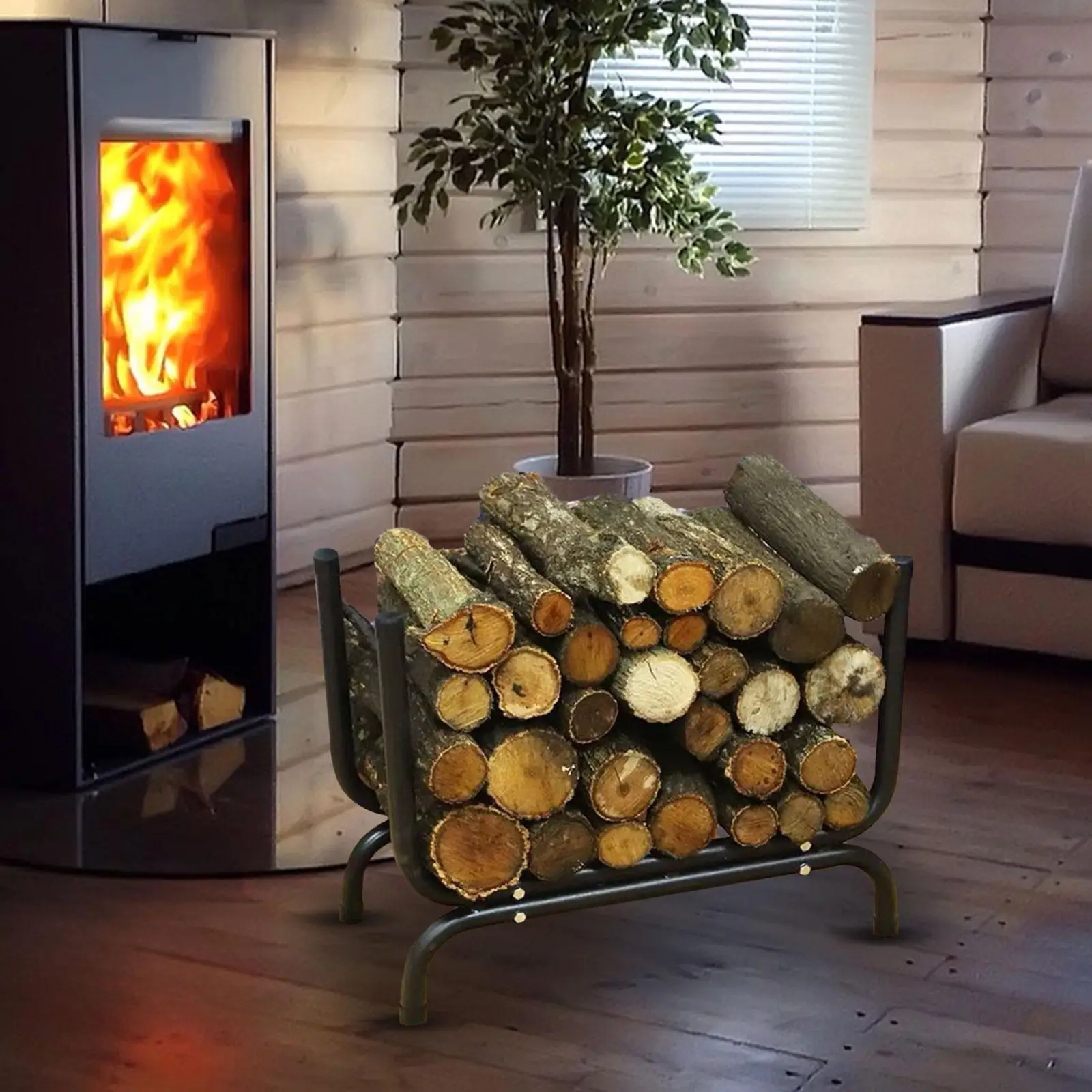 Gebogener Holzhalter für Kamin, Holzaufbewahrung für Kamin, Aufbewahrung, Unterstützung hohl