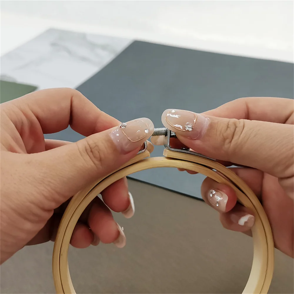Bamboo Frame Embroidery Hoop Set Ring Circle Round Cross Stitch Hoop Ring DIY Loop Hand Sewing Tools Accessories 15/30cm