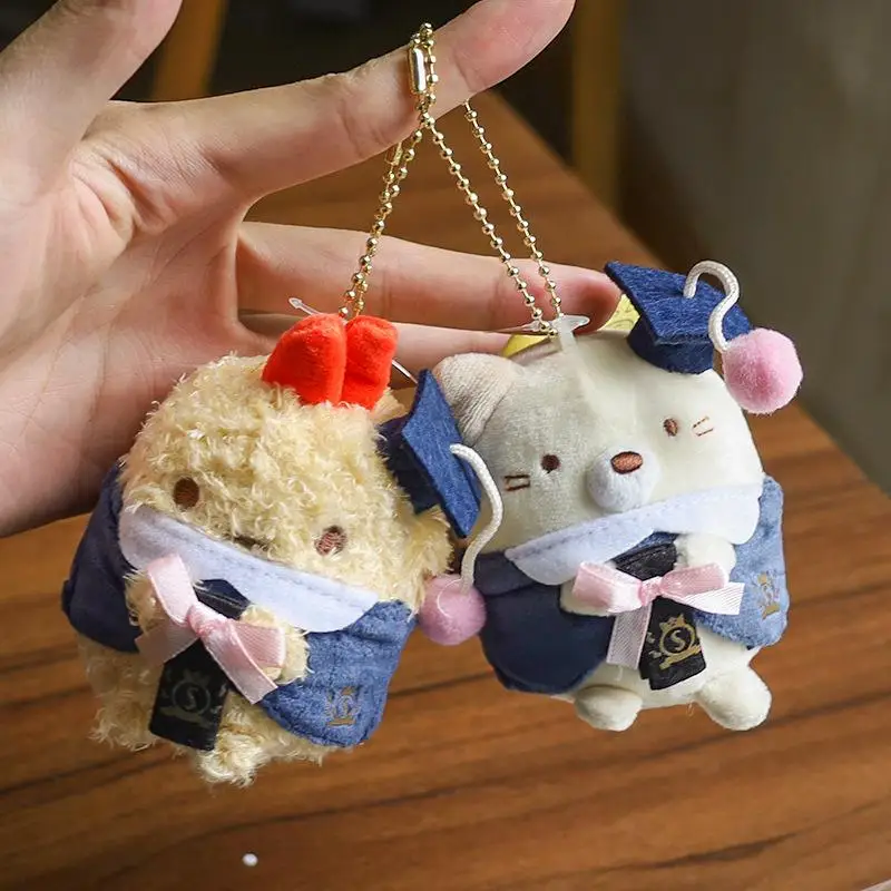 Bachelor's Gown Sumikko Gurashi Plush Keychain Kawaii Cartoon Anime Graduation Doll Backpack Zipper Decoration Toy Friend's Gift