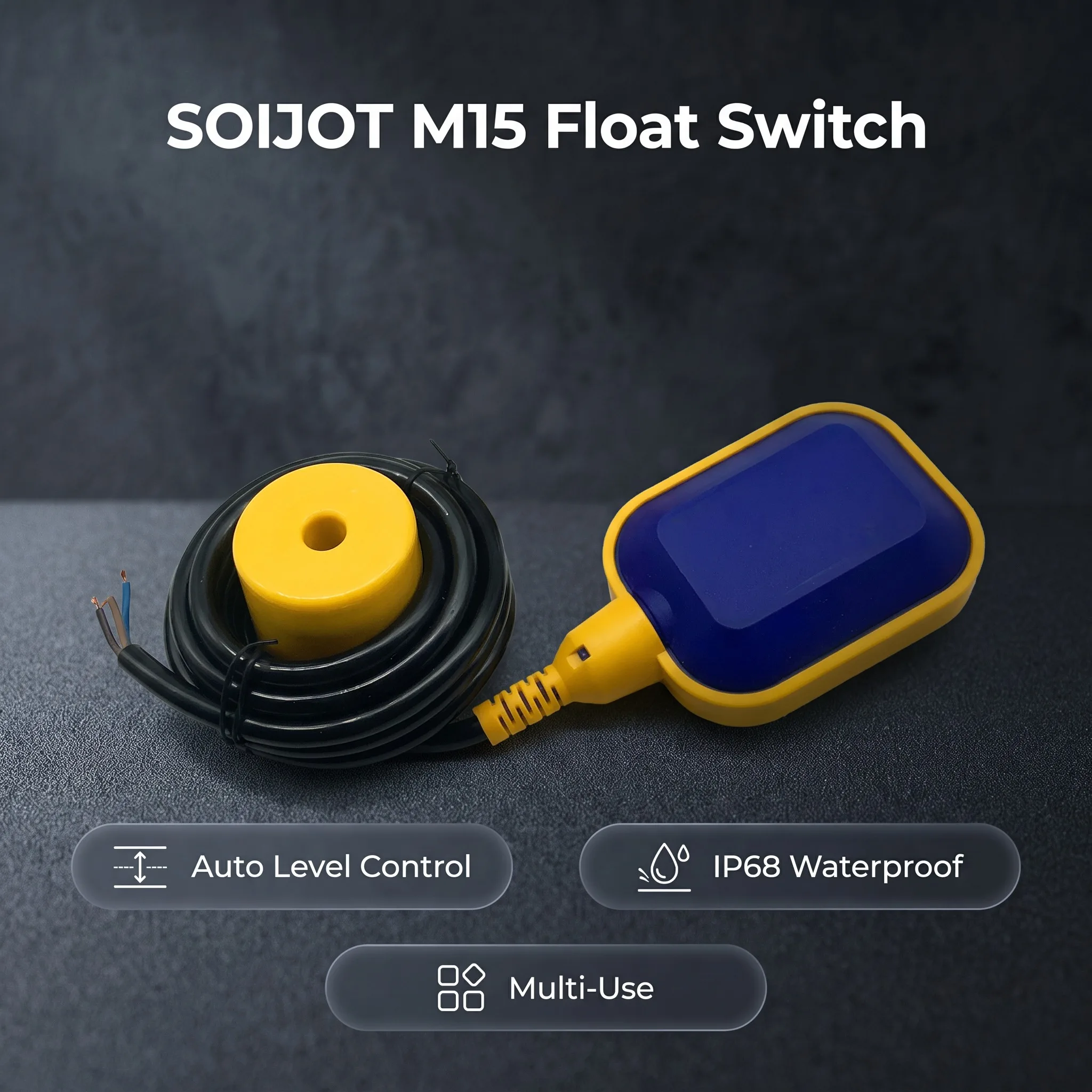 1PC M15-2 M15-3 M15-4 M15-5 Cable Controller Float Switch Liquid Fluid Water Level Float Switch Controller Contactor Sensor