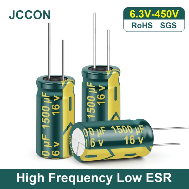 JCCON Kondensator aluminiowy 6.3V 10V 16V 25V 35V 50V 63V 100V 400V 450V 100UF 220UF 330UF 680UF 1000UF 470UF Wysoka częstotliwość Niski ESR
