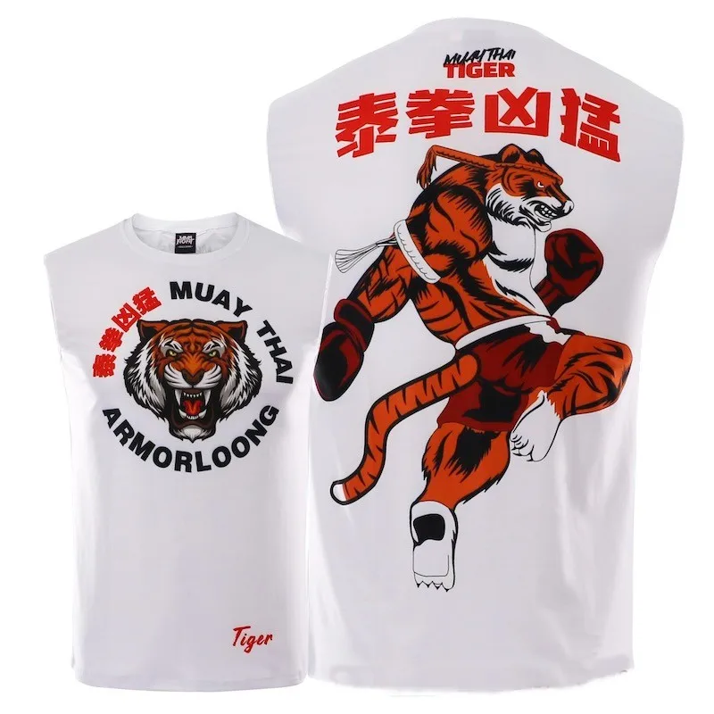 Muay Thai Tank Top Tiger Tattoo Boxing T Shirt Sleeveless MMA Martial Arts Thai Kickboxing Fighter Gift Boxer Training Singlet