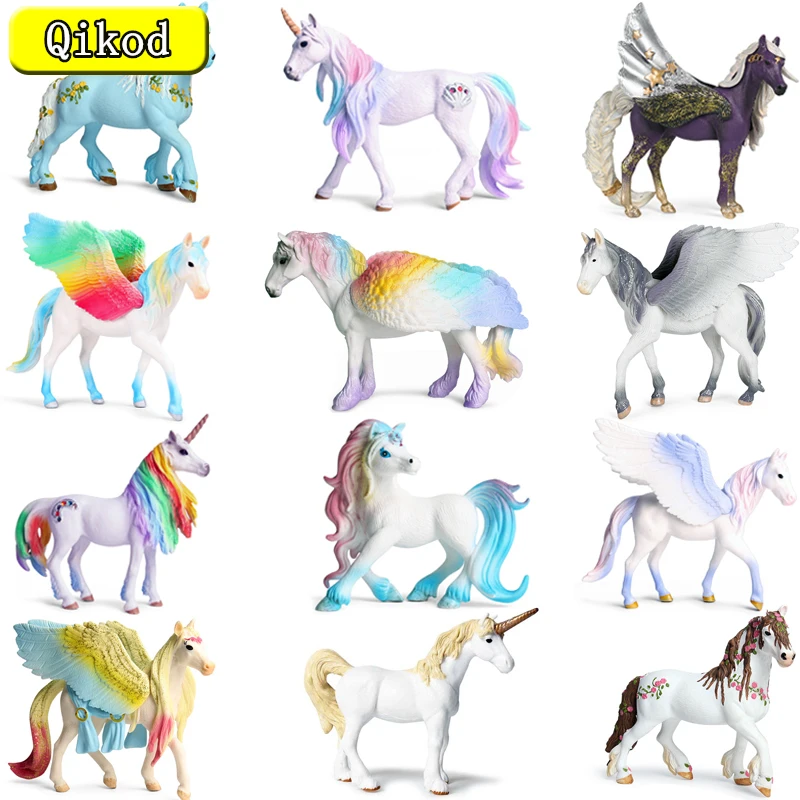 

New Hot Simulation Pegasus Unicorn Model Mythical Elves Elf Pegasus Action Figures Model PVC Cute Kids Toy Gift Home Decoration