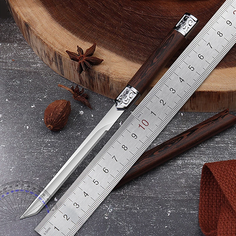 Stainless Steel Sharp Fruit Knife Fixed Blade Portable EDC Pocket Knife, Multi-purpose Camping Steak Knife Cutter BBQ