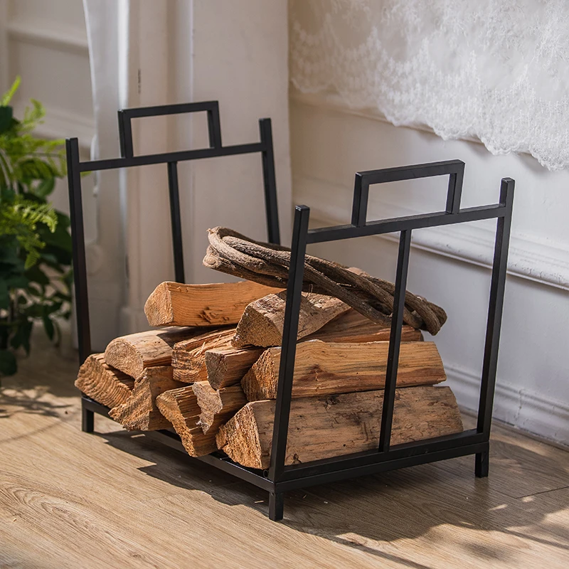 

Decorative Wrought Iron Firewood Rack for Fireplace Home & Cabin Wood Stack Holder BBQ Accessories Storage Organizer Stand