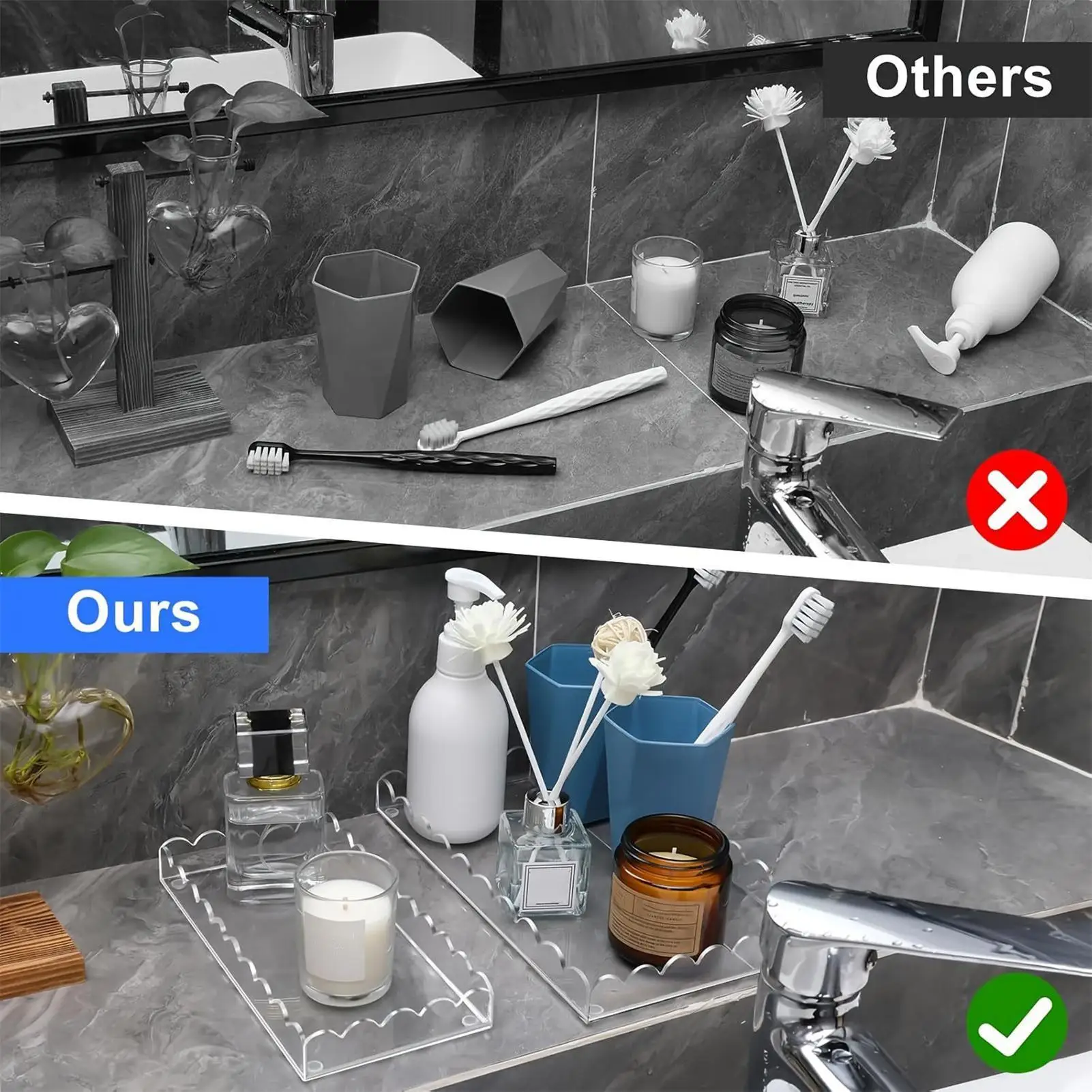 

Акриловый поднос, зубчатый органайзер для ловли, акриловый поднос для ванной комнаты, стол, комод, раковина, полка, шкаф, кухня