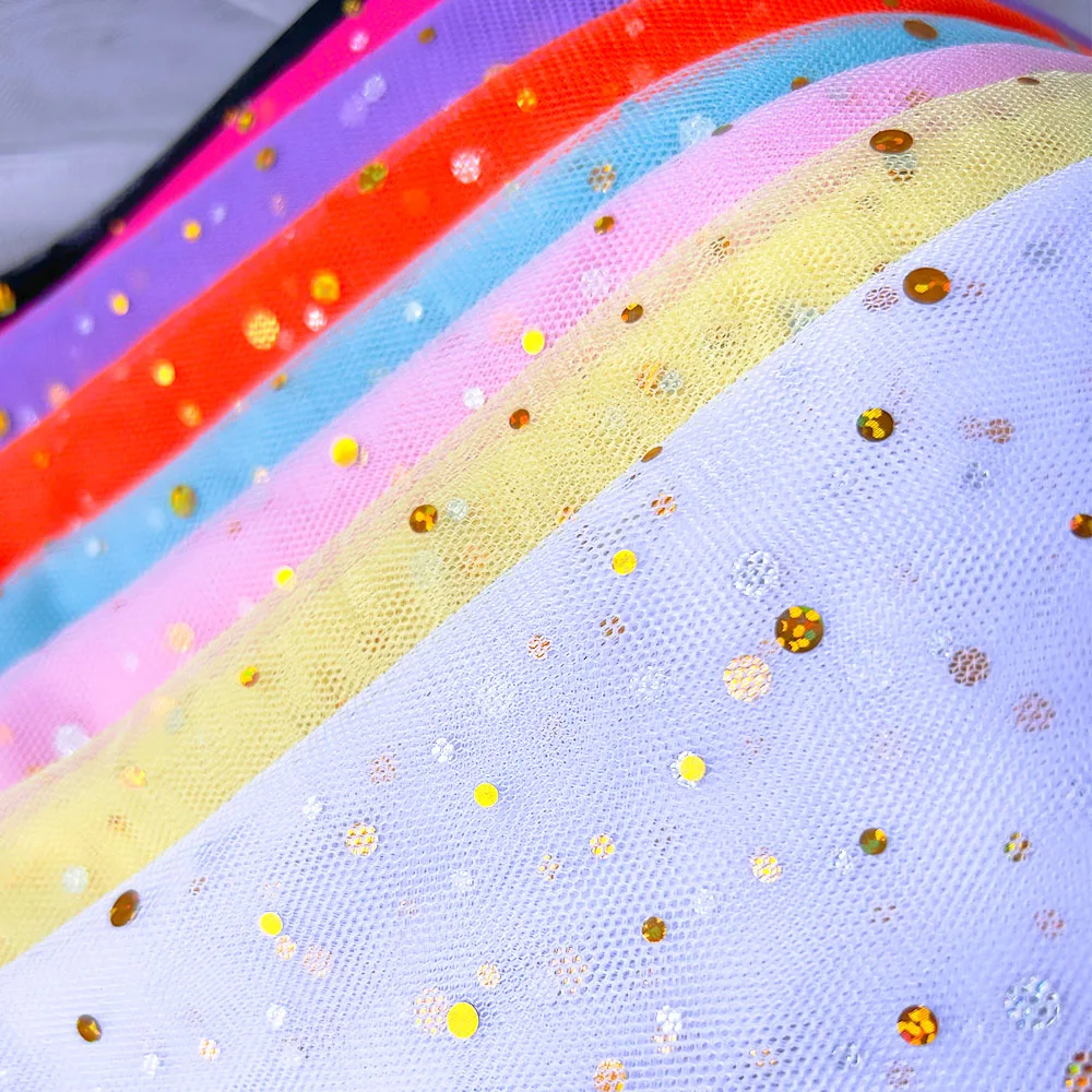 Tela de tul de malla de puntos brillantes de 57 pulgadas x 39 pulgadas para muñeca, hermoso vestido de novia, Material de decoración de ropa, suministros de costura de ropa DIY
