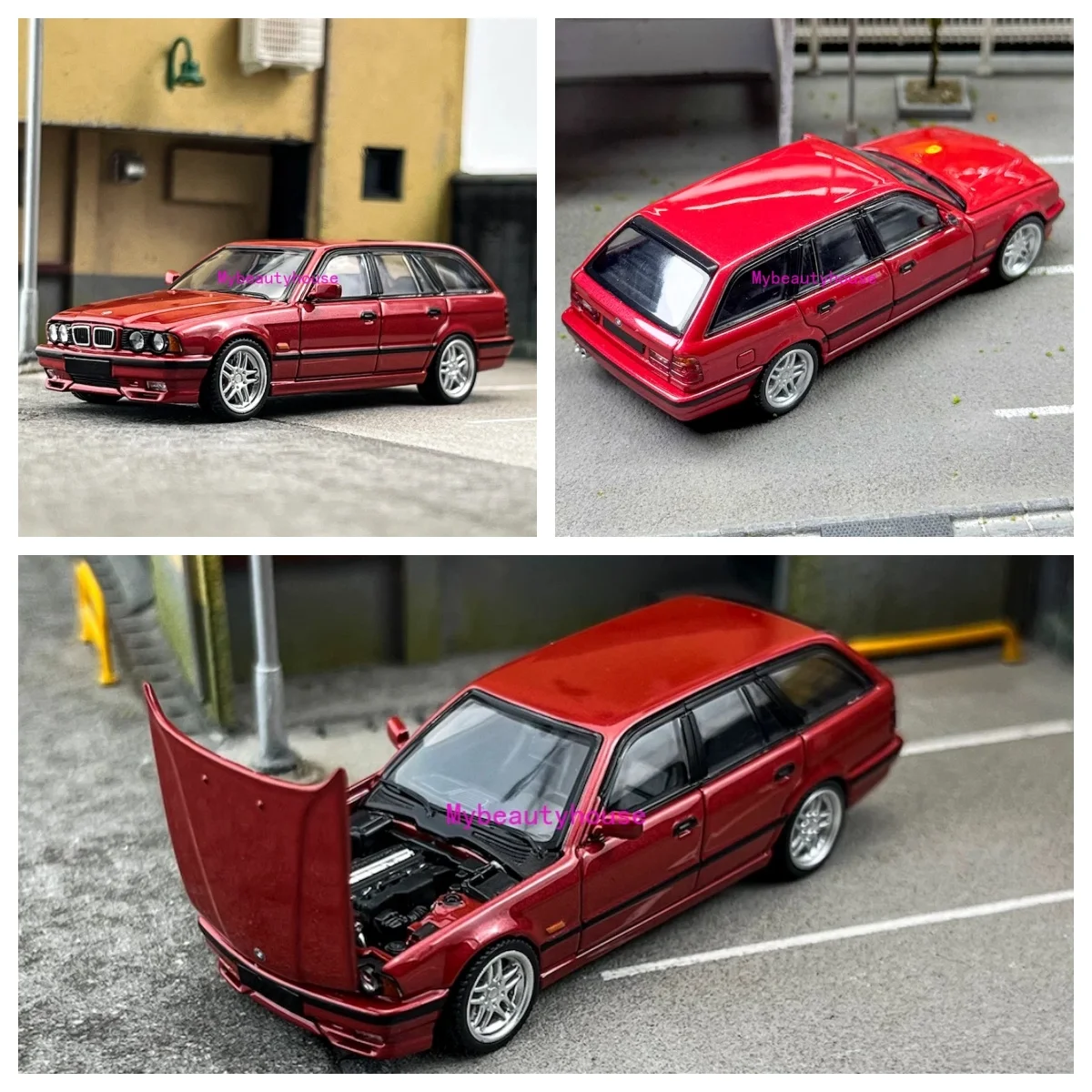Mortal 1:64 Red E34 Touring Wagon Standard Sports Model Diecast Metal Car Alloy